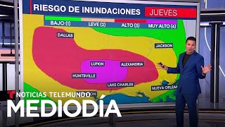 Emiten una atípica y delicada alerta por el peligro de inundaciones en Texas  Noticias Telemundo [upl. by Apfel]