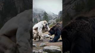 Albino Silverback Gorilla vs Grizzly Bear Encounter 🔥funnyvideo animals grizzlybear gorilla [upl. by Daphne]