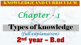 Types of knowledge  knowledge and curriculum  chapter  1  2nd year  Bed  explained in tamil [upl. by Ferrell]