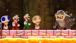 New Super Mario Bros Wii  All Bosses 4 Players [upl. by Bartel70]