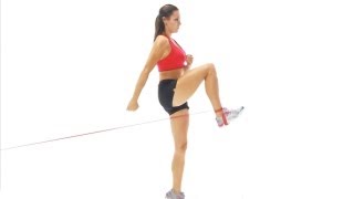 Hip flexor exercise  hip flexion with band [upl. by Nnor]