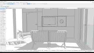 ARCHICAD проект интерьера Часть 2 Расстановка мебели гостиной [upl. by Nuawad]