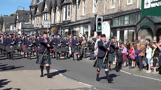 Vale of Atholl and Kinross Pipe Bands playing on the march to the 2022 Pitlochry Highland Games [upl. by Aisela]