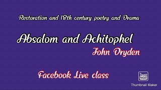 Absalom and Achitophel Facebook Live class [upl. by Abbot]