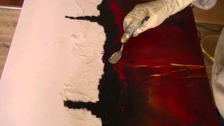 Abstrakte Malerei Grillkohle Painting abstract with charcoal [upl. by Westberg]