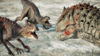 SCORPIOS REX vs INDORAPTOR vs INDOMINUS REX  BATTLE ROYALE  Jurassic World Evolution 2 [upl. by Ailemor]