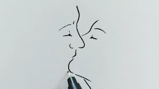 How to Draw couple Lip Kissing Drawing [upl. by Haig421]