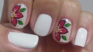 Unhas Express Decoração com Flor Manual Bela e Simples [upl. by Nette92]