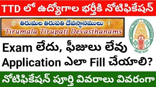 TTD Recruitment  Tirumala Tirupati Devasthanam Jobs  TTD Jobs in Telugu  Job Updates Telugu [upl. by Kavita]