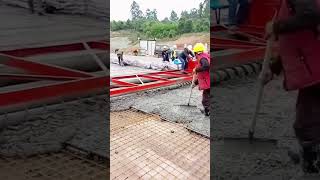 Concrete paving process with the road roller [upl. by Kazue]