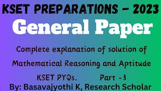 Complete explanation of KSET Pyqs from Mathematical amp reasoning Part 3 [upl. by Nikoletta]