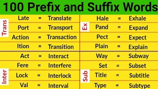 100 prefix and suffix words in english  prefix and suffix words  prefixes and suffixes  100 Words [upl. by Dagny]