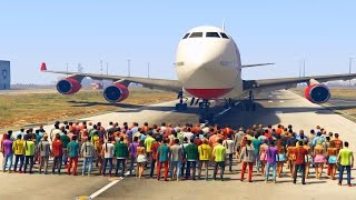 CAN 100 PEOPLE STOP THE PLANE IN GTA 5 [upl. by Leirej]