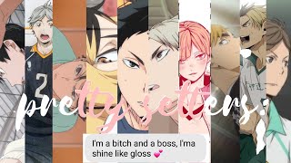 Haikyuu Texts Pretty Setters Boss Bitch Lyric Prank [upl. by Yclek]