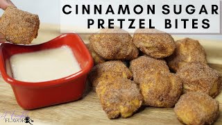 EASY CINNAMON SUGAR PRETZEL BITES RECIPE  Four Ingredient Dough Pretzel Bites [upl. by Posehn]