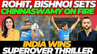 India wins SUPEROVER Thriller Rohit Sharma Bishnoi sets Chinnaswamy on fire  India vs Afghanistan [upl. by Neelcaj]