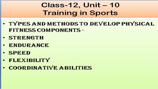 Physical Education Class 12 Unit 10 quotTraining in Sportsquot [upl. by Tymes682]