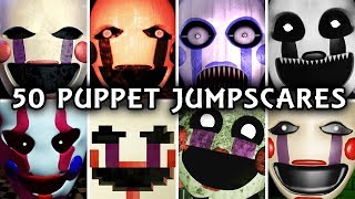 50 PUPPET JUMPSCARES  Marionette in FNAF amp Fangames [upl. by Drolyag452]