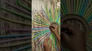 Amazing Straw CraftWall Decor with drinking Straws viralvideo diycrafts [upl. by Kate316]