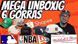 6 gorras CLON  Diferentes proveedores en SHOPEE  ¿LLEGARON BIEN  MITCHEL AND NESS  NewEra [upl. by Tannie]