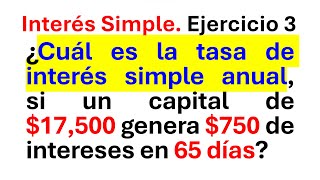 Interés Simple Ejercicio 3 [upl. by Gnen]