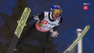 HD Gregor Schlierenzauer 2535m WORLD RECORD FALL Planica 2018 [upl. by Colligan836]