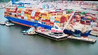 Drone views of MV Dali in Baltimore by Minorcan Mulletand drone over the waterMy review [upl. by Aitnis]