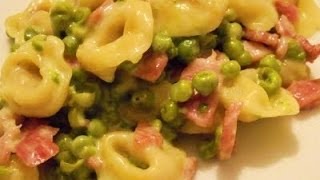 Ricetta Veloce Tortellini PannaProsciutto e Piselli [upl. by Ecinert708]