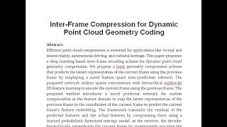 Inter Frame Compression for Dynamic Point Cloud Geometry Coding [upl. by Zeugirdor]