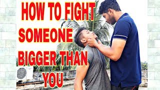 SelfDefence In Hindi How To Fight Someone Bigger Than You Defence against larger attacker [upl. by Ahsitel]