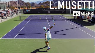 Lorenzo Musetti  Court Level Practice 4K 60fps [upl. by Nrubloc]