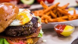 Home amp Family  How to make Eggs Benedict Burger [upl. by Ardnua508]