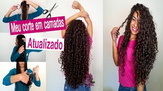 COMO CORTAR CABELO CACHEADO SOZINHA EM CAMADAS  Cleidinha Gonçalves [upl. by Stacee]