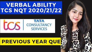 TCS NQT Verbal Ability  Verbal Ability Previous Year Questions  TCS NQT 2020 2021  2022 [upl. by Kwon]