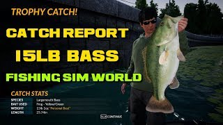 Fishing Sim World Catch Report 15lb 1oz Largemouth Bass Lake Johnson [upl. by Leiruh]