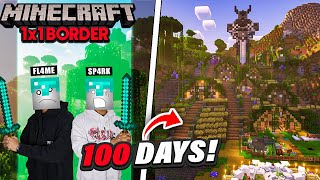 We Survived 100 Days in a 1x1 BORDER in Minecraft [upl. by Myron570]