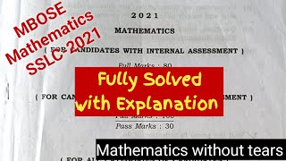 Fully Solved MBOSE Maths 2021Class 10 [upl. by Suilenroc]