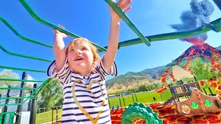 ADLEYS FAVORITE PARK Pirate Ship and Sea Monster and the Floor is Lava pretend play [upl. by Kern]