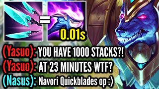 Nasus but my Q has no cooldown so I break the stack record 1000 STACKS AT 23 MINUTES [upl. by Mirella]