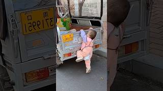 Oneyearold baby is very good at getting in the car funny cutebaby [upl. by Raquela526]