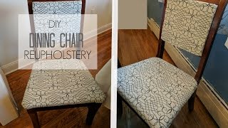 HOW TO REUPHOLSTER A DINNING CHAIR AND BACK DIY TUTORIAL  DINNING ROOM MAKEOVER [upl. by Waddell]