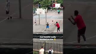 The time when Joel Embiid played pickup and windmill dunked on a random guy at the park 😂 [upl. by Seltzer98]