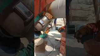 Overhead position Arc welding pipelinewelder arcwelding metalworking metalweldingmachine welder [upl. by Nollat]