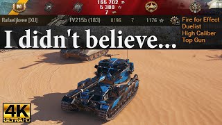 FV215b 183 video in Ultra HD 4K🔝 8196 dmg 7 kills 1176 exp Top Gun🔝 World of Tanks ✔️ [upl. by Simson602]