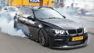 900HP BMW 335i BURNOUT at car meet [upl. by Syramad]