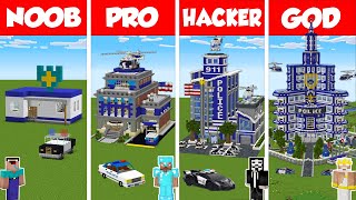 Minecraft TNT POLICE STATION HOUSE BUILD CHALLENGE  NOOB vs PRO vs HACKER vs GOD  Animation [upl. by Jonah109]