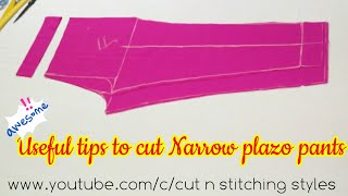 Trouser cutting with all useful tips Narrow plazo pant straight pants cutting How to cut plazo [upl. by Misa]