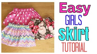 EASY GIRL SKIRT TUTORIAL  ELASTIC SKIRT  LITTLE GIRL CLOTHES [upl. by Ytima]