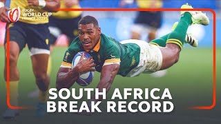 South Africa break record for FASTEST ever try bonus point  Rugby World Cup 2023 [upl. by Mecke]