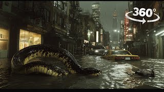 360° City Flood Giant Snake and Scary Ghost Escape VR 360 Video 4K Ultra HD [upl. by Darci]